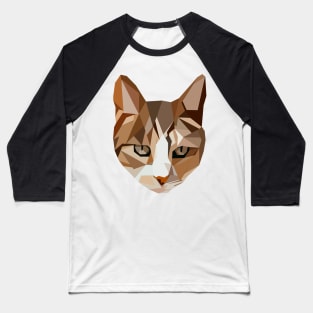 Geometric Low Poly Cat Face Baseball T-Shirt